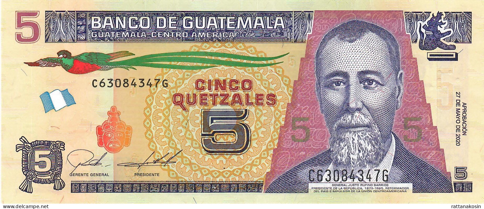 GUATEMALA NLP = B605d 5 QUETZALES 22.5.2020  #C/G UNC. - Guatemala
