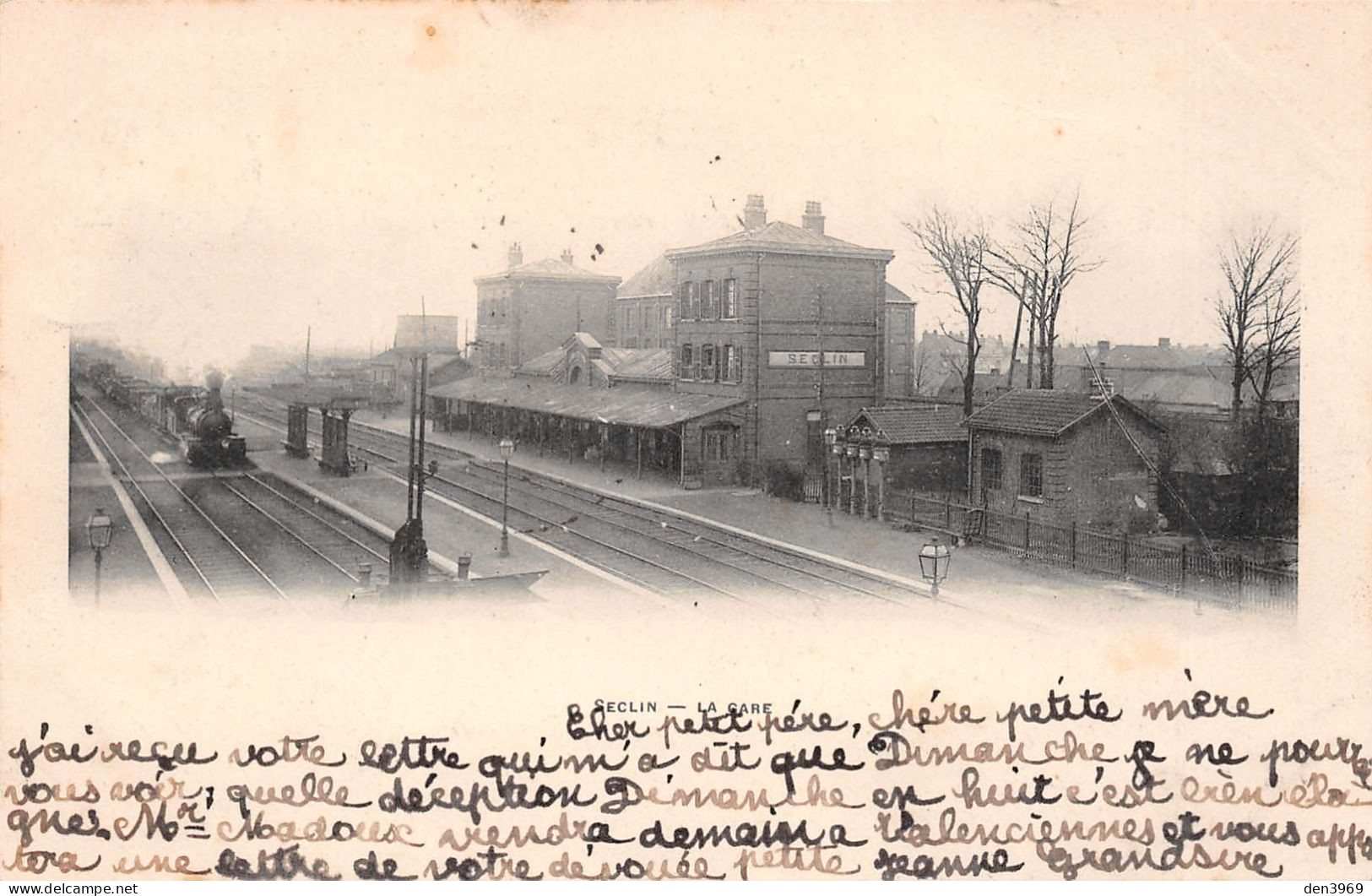 SECLIN (Nord) - La Gare - Arrivée Du Train - Précurseur Voyagé 1902 (2 Scans) - Seclin