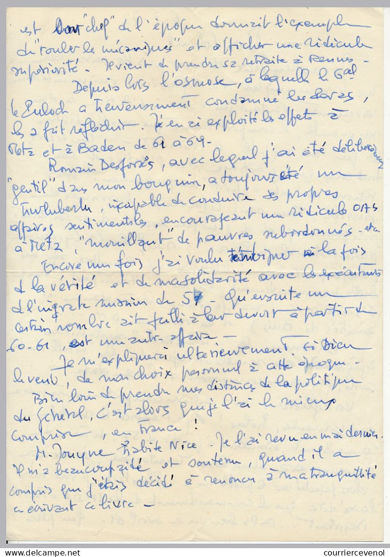 FRANCE - Lettre Autographe De La Main Du Général JACQUES MASSU, En Retraite, 6 Mars 1972, Depuis Les Invalides - Politiques & Militaires