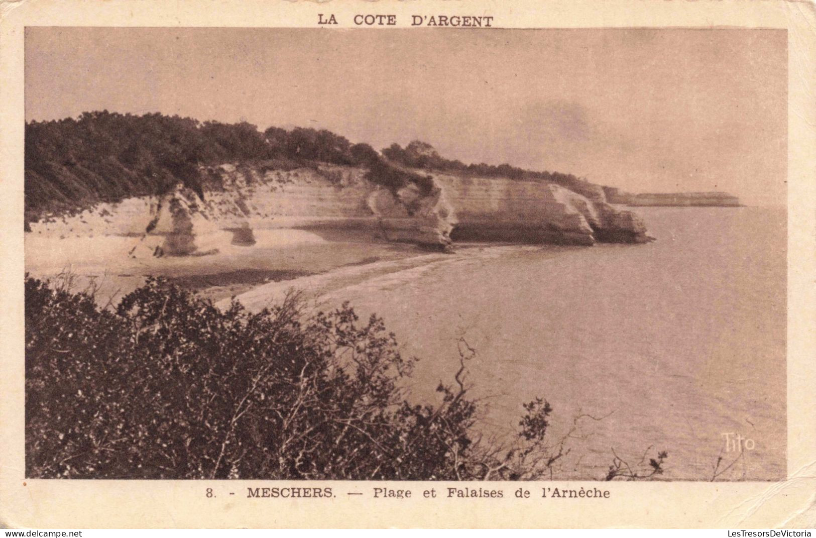 FRANCE - Meschers - Plage  Et Falaises De L'Arnèche - Carte Postale Ancienne - Meschers