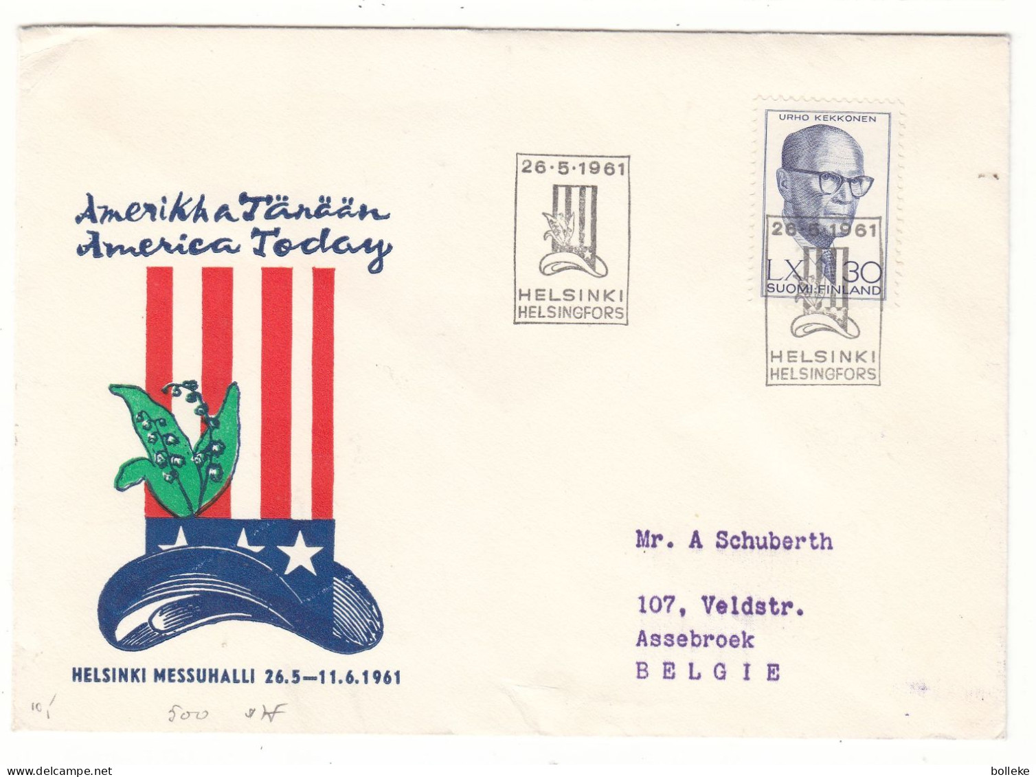 Finlande - Lettre De 1961 - Oblit Helsinki - Urho Kekkonen - Président - - Storia Postale