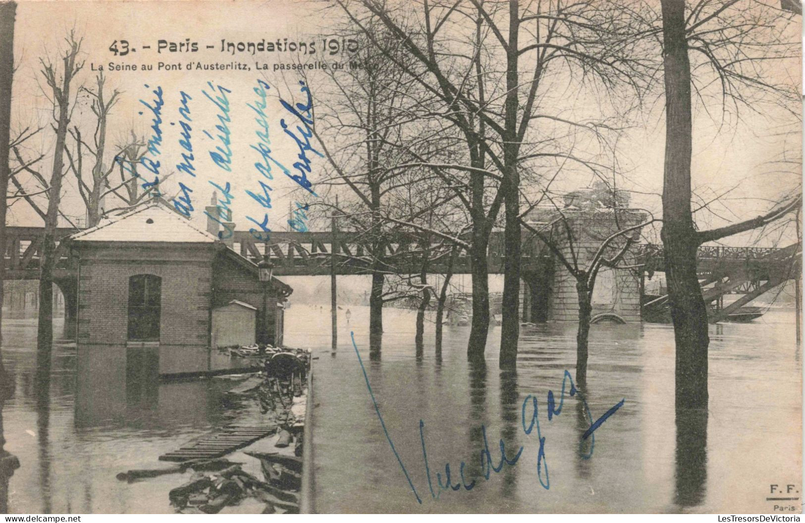 FRANCE - Paris - Inondations 1910 - La Seine Au Pont D'Austerlitz - Carte Postale Ancienne - Paris Flood, 1910
