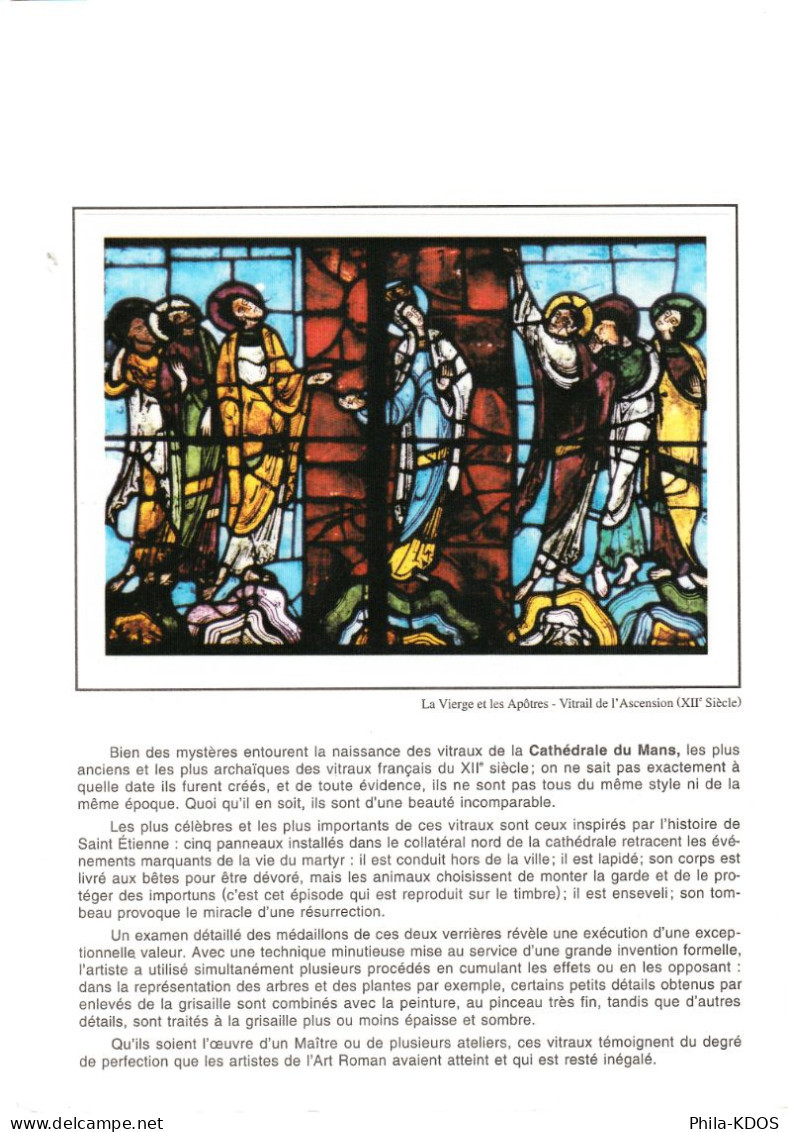 " VITRAIL DE LA CATHEDRALE DU MANS (72) " Sur Encart 1er Jour N°té 4 Pages Sur Soie De 1994 N° 2859 Parfait état FDC ! - Glas & Fenster