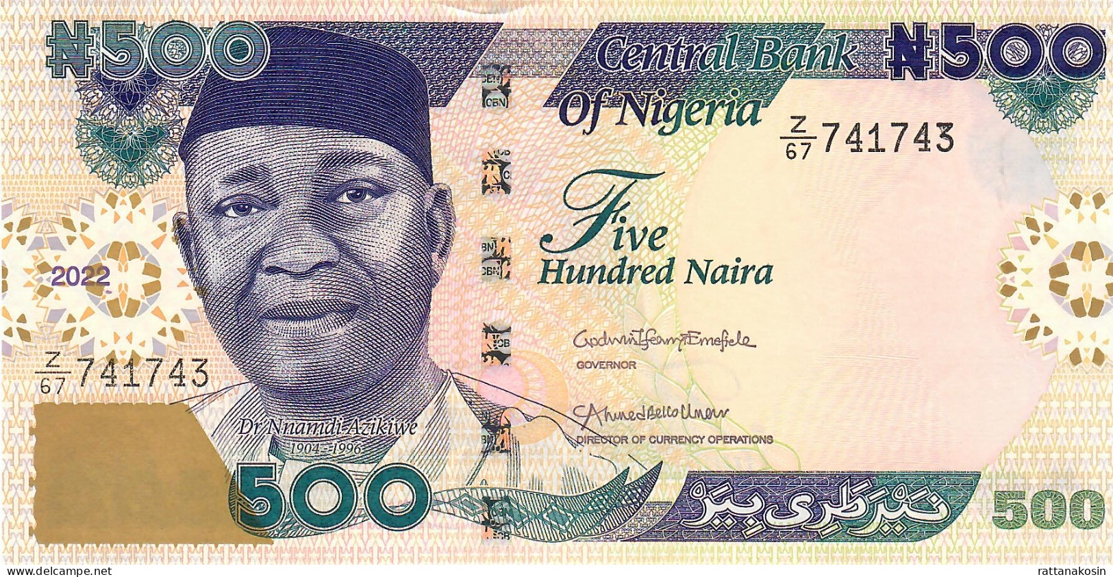NIGERIA P30y 500 NAIRA 2022 #Z/67 Signature 23 UNC. - Nigeria