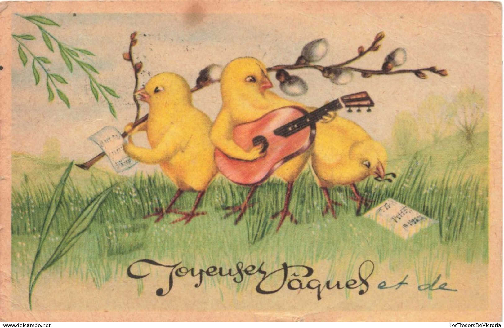 FÊTES ET VOEUX - Joyeuses Pâques - Poussins Musiciens -  Carte Postale Ancienne - Easter