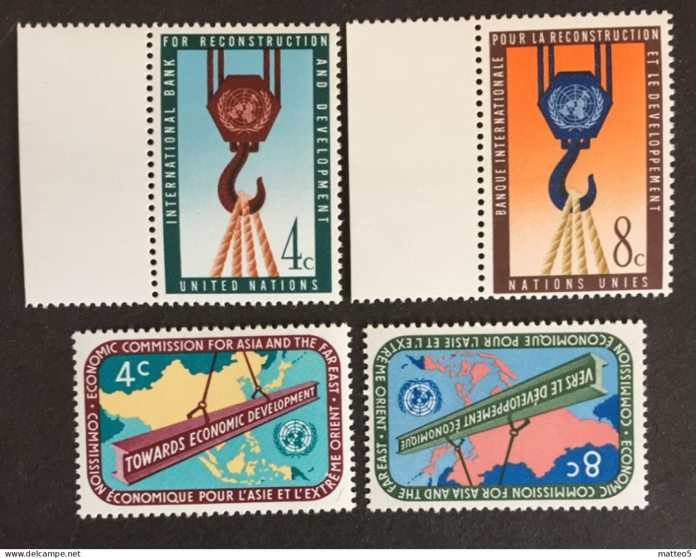 1960 - United Nations UNO UN -Int. Bank For Construction And Economic Commission For Asia -  Unused - Unused Stamps