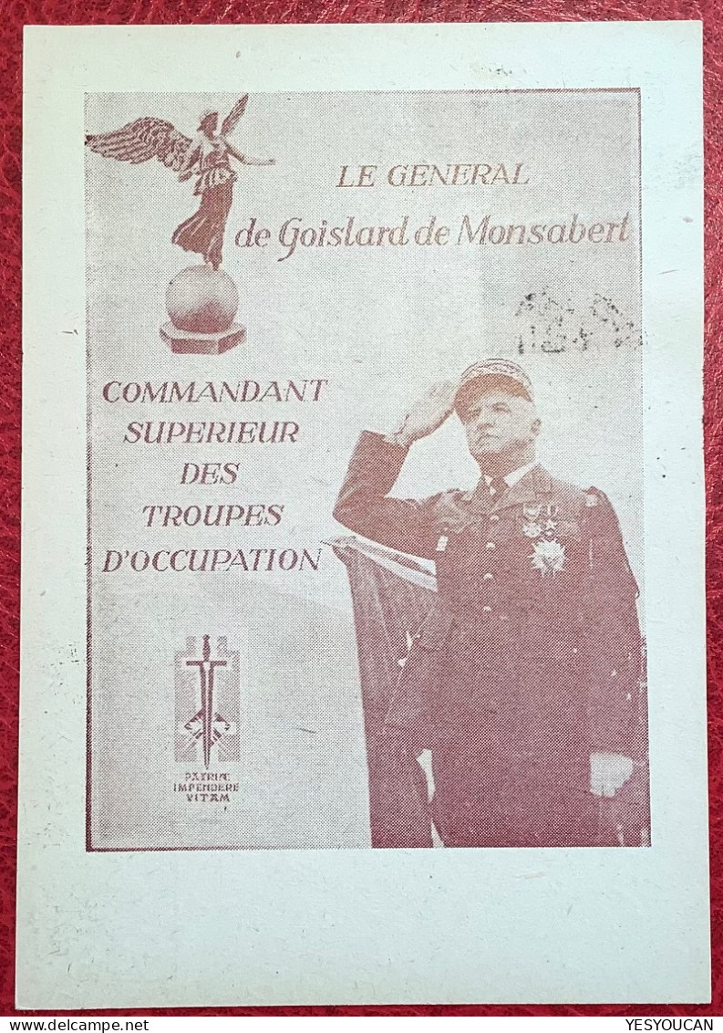 „LE GENERAL GOISLARD DE MONSABERT/ARMÉE FRANÇAISE“Hitler Ganzsache+Französische Zone Saarlouis1946Privatpostkarte PP TSC - Emisiones Generales