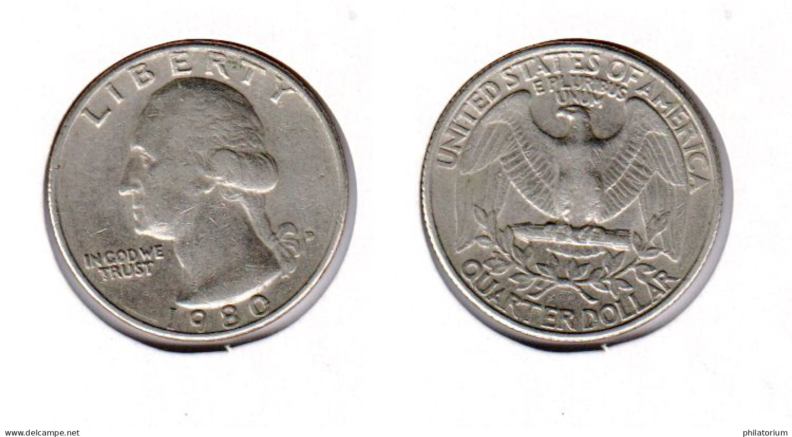 Etats Unis  Quarter Dollar 1980 D , 1980D ; USA - 1932-1998: Washington