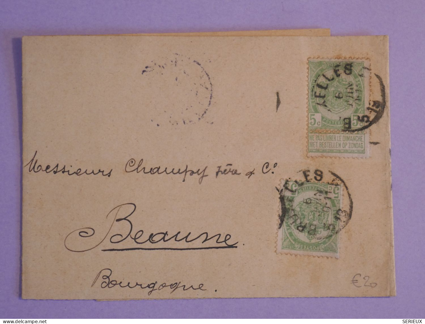 DC14 BELGIQUE  BELLE BANDE IMPRIMé RR LETTRE  1901 BRUXELLES  A BEAUNE  FRANCE  ++AFF. INTERESSANT++ - Wikkels Voor Dagbladen