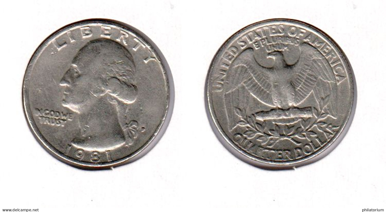 Etats Unis  Quarter Dollar 1981 P , 1981P ; USA - 1932-1998: Washington