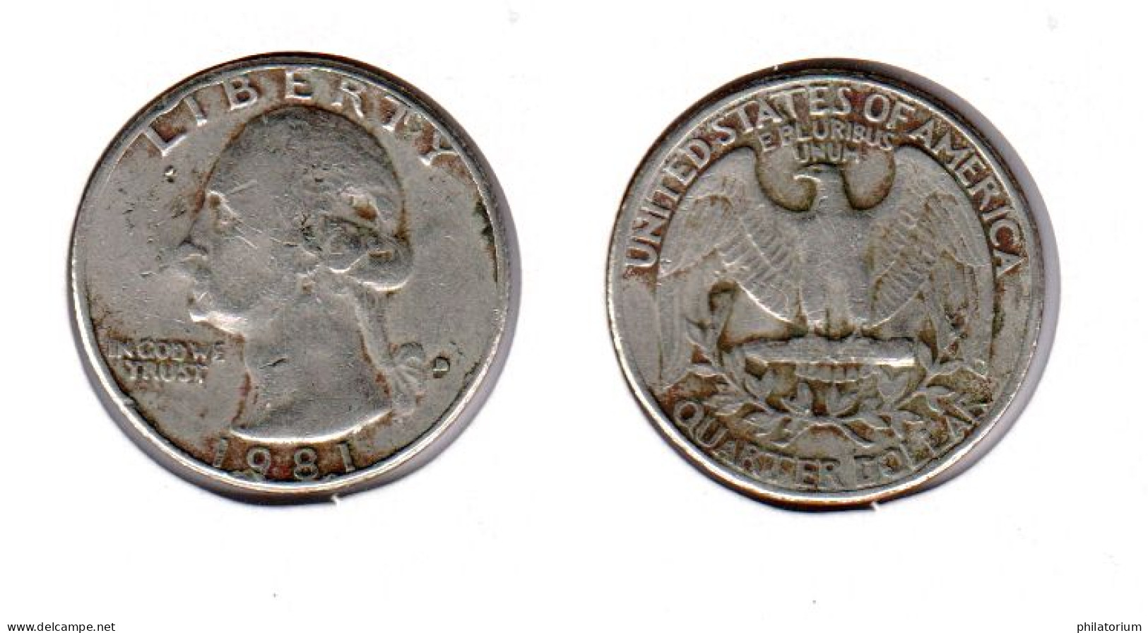 Etats Unis  Quarter Dollar 1981 D , 1981D ; USA - 1932-1998: Washington