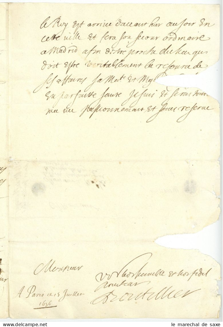 Claude Bouthillier (1581-1652) Ministre Marine Affaires Etrangers Paris 1636 Fils De Soie - ....-1700: Vorläufer