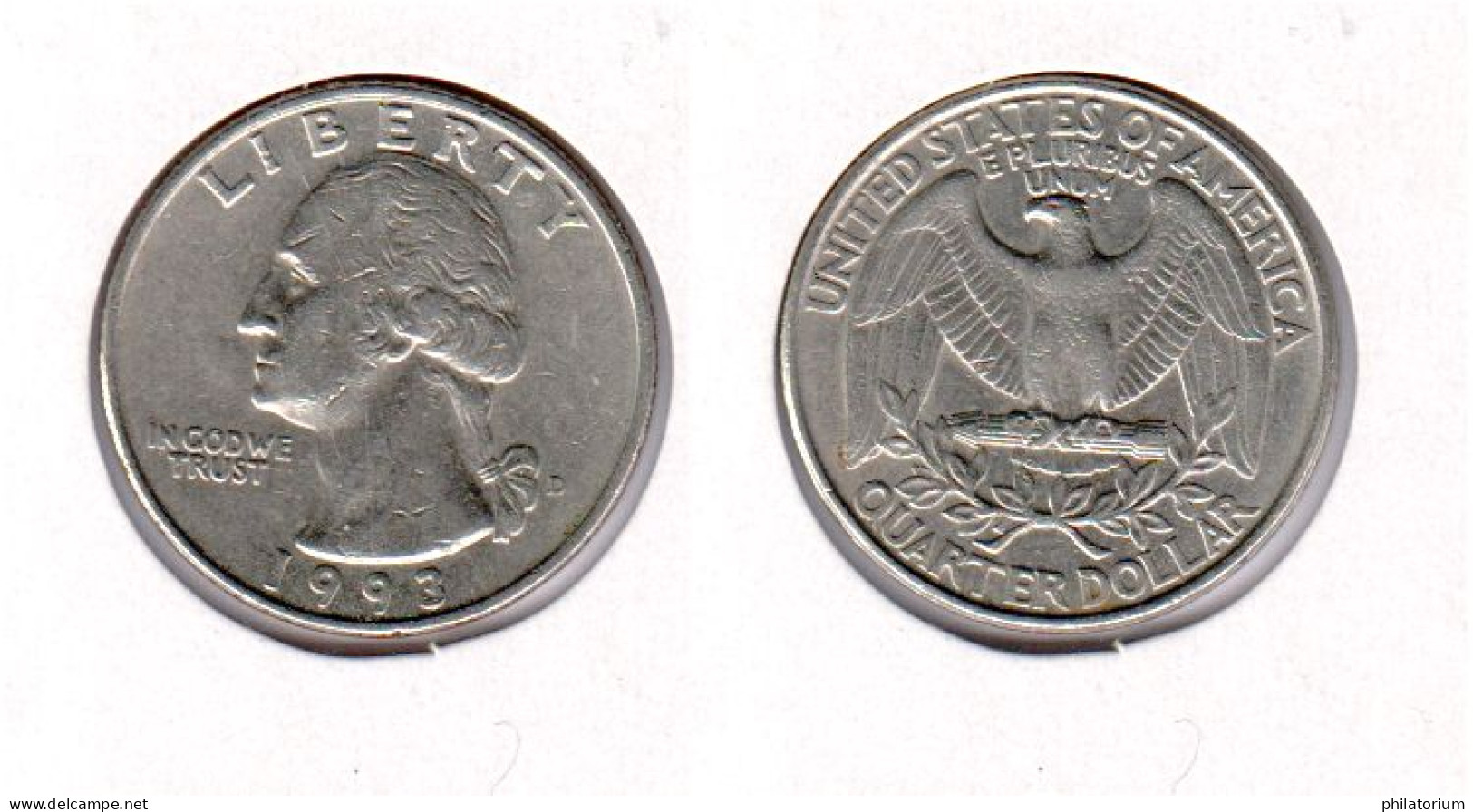 Etats Unis  Quarter Dollar 1993 D , 1993D ; USA - 1932-1998: Washington