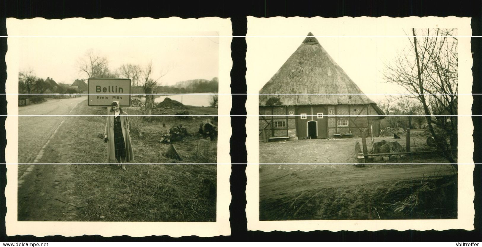 2x Orig. Foto 1957 Bellin Lammershagen / LK Pinneberg, Schleswig-Holstein, Ortspartie - Pinneberg