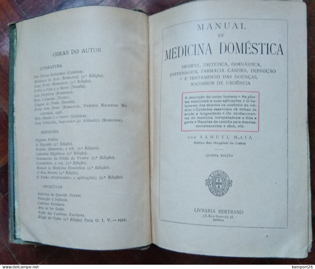 1930s Manual De Medicina Domestica BERTRAND Portugal HIGIENE Gimnastica DOENÇAS - Pratique