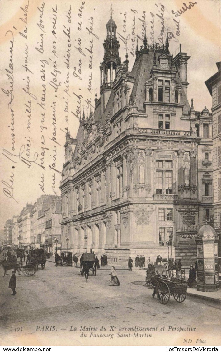 FRANCE - Paris - La Mairie Du Xème Arrondissement Et Perspective Du Faubourg Saint Martin - Carte Postale Ancienne - Kerken