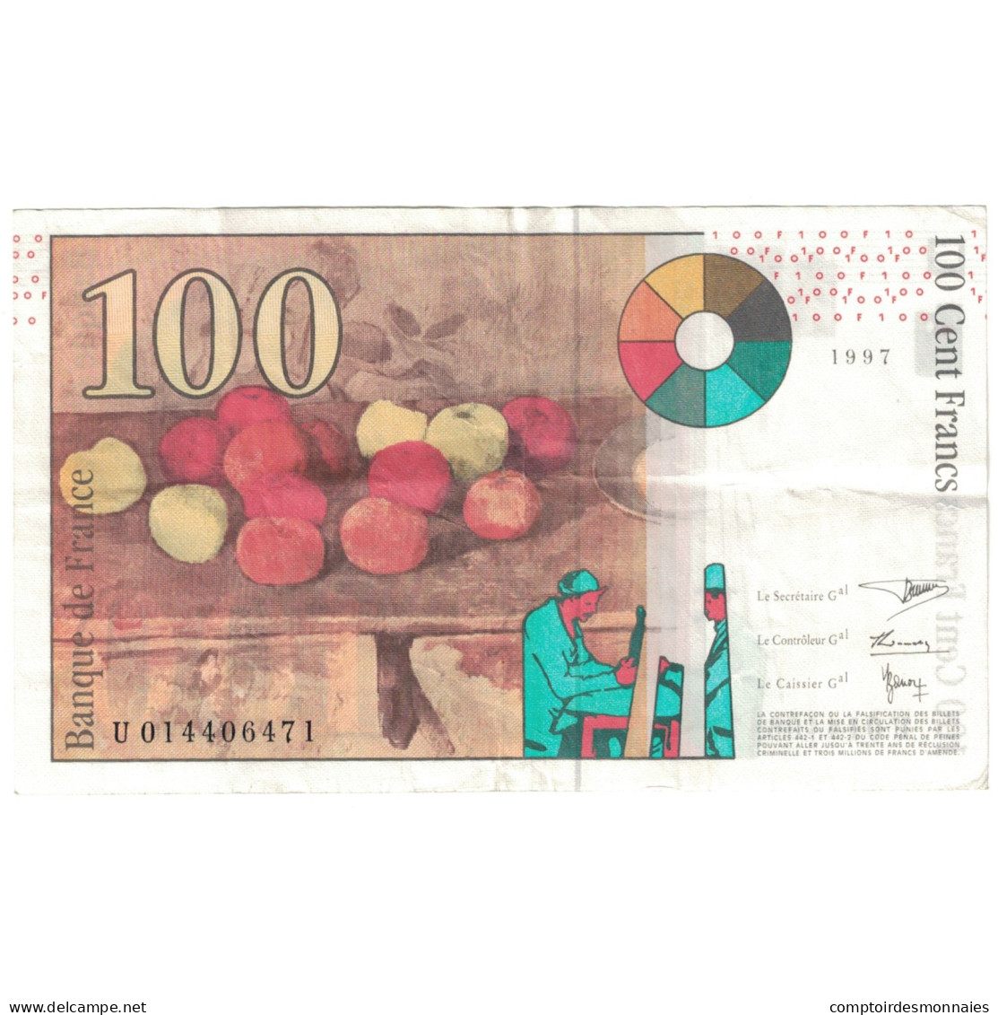France, 100 Francs, 1997, U, TTB, Fayette:74.1, KM:158a - 100 F 1997-1998 ''Cézanne''