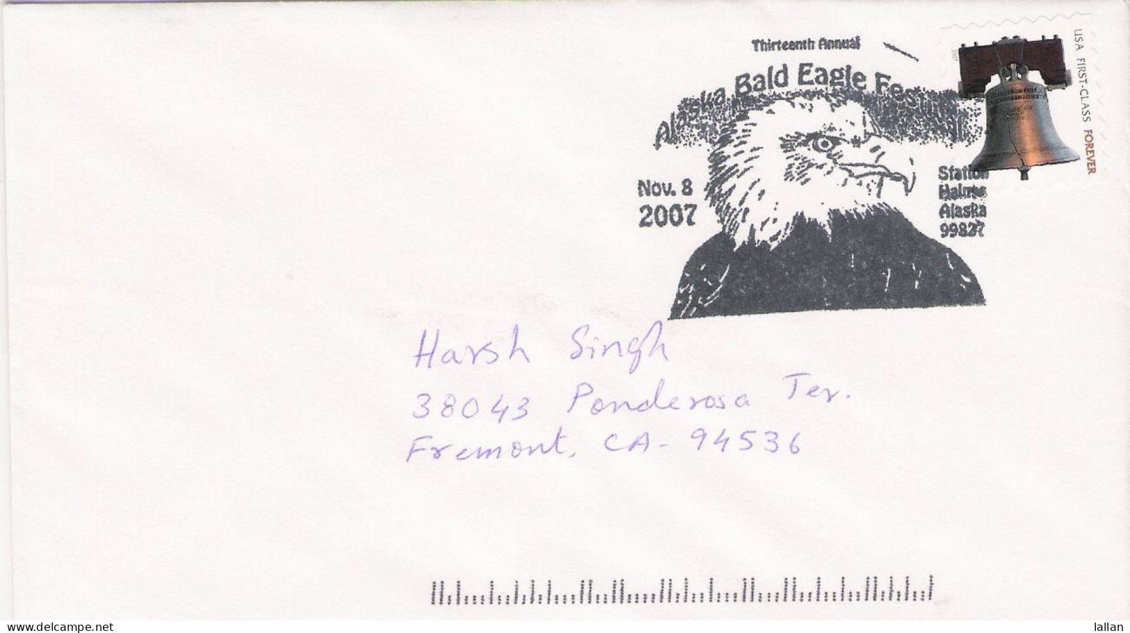 Alaska Bald Eagle, US Pictorial Postmark On Genuinely Used Domestic US, 2007 LPS3 - Aigles & Rapaces Diurnes