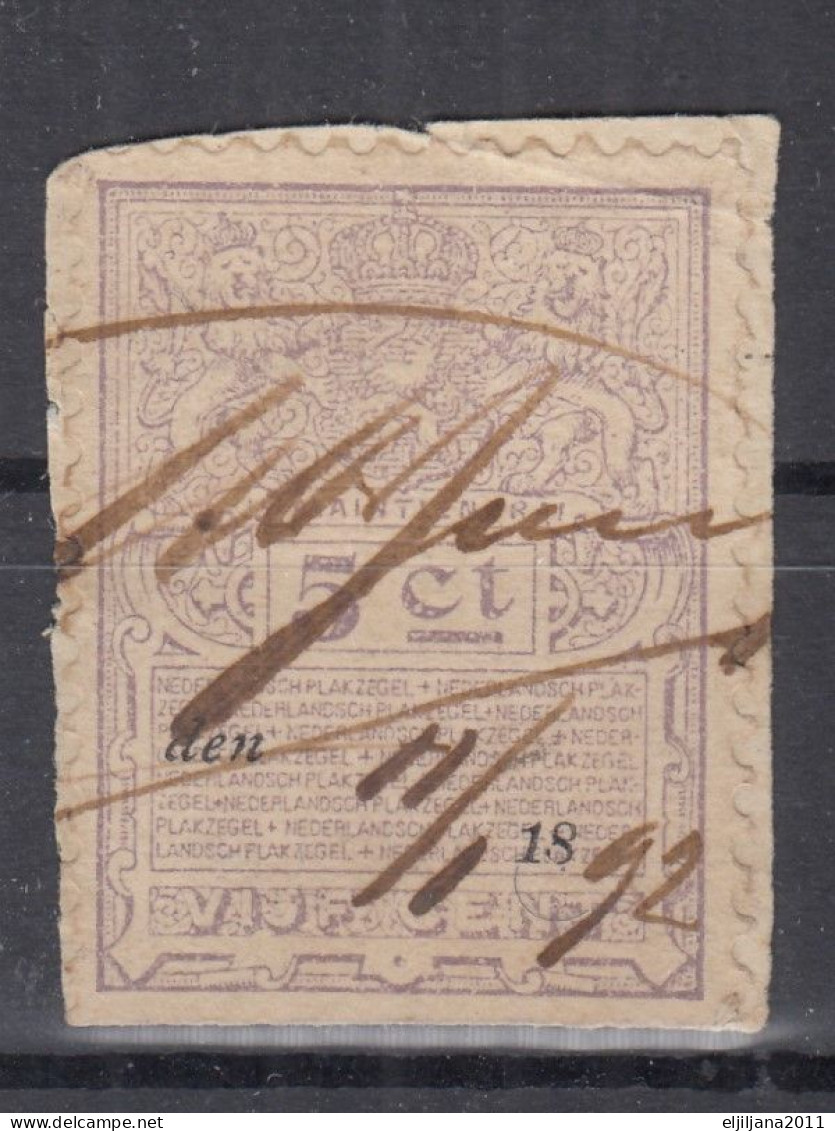 Action !! SALE !! 50 % OFF !! ⁕ Netherlands 1892 ⁕ Revenue / Fiscal - Tax 5 Ct. ⁕ 1v Used On Paper - Fiscali