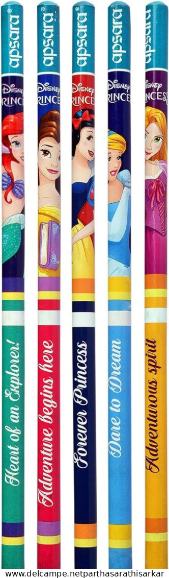 DISNEY PRINCESS PENCILS FROM INDIAN BRAND APSARA SET OF 5 PENCILS (2 SETS IN A PACK) - Sellos