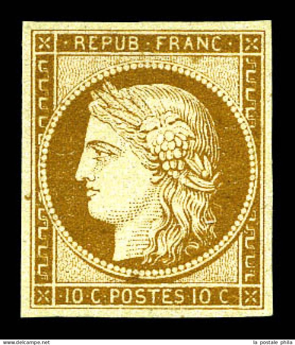 * N°1, 10c Bistre-jaune, Quatre Belles Marges. TB (certificat)  Qualité: *  Cote: 3200 Euros - 1849-1850 Ceres
