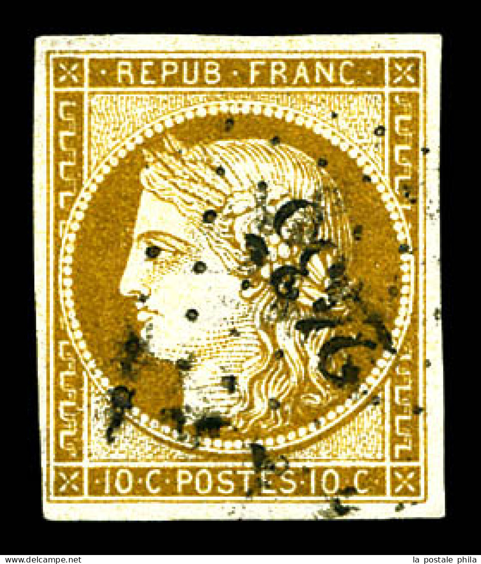 O N°1, 10c Bistre-jaune Obl Losange Pc 2435. TB  Qualité: Oblitéré  Cote: 365 Euros - 1849-1850 Cérès