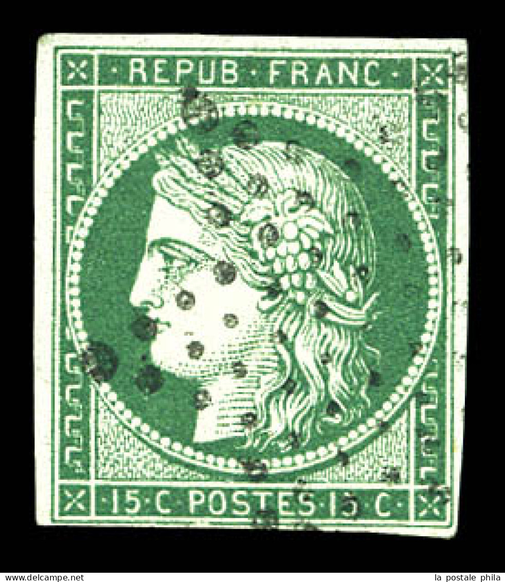 O N°2c, 15c Vert Bouteille Obl étoile De Paris. TB. R. (signé Scheller/certificat)  Qualité: Oblitéré  Cote: 2800 Euros - 1849-1850 Ceres