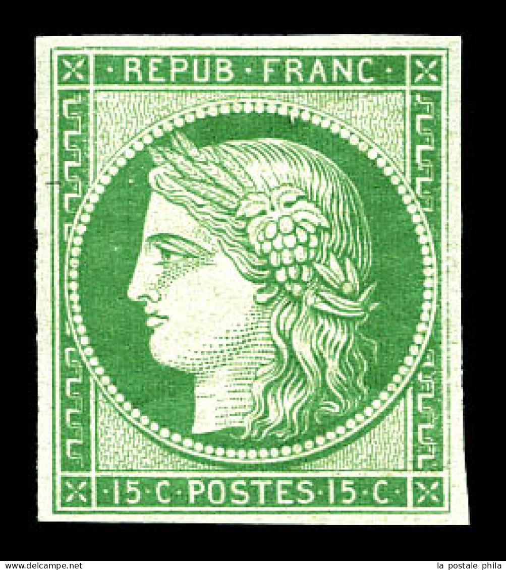 ** N°2e, 15c Vert, Impression De 1862. Fraîcheur Postale, SUP (certificat)  Qualité: ** - 1849-1850 Cérès