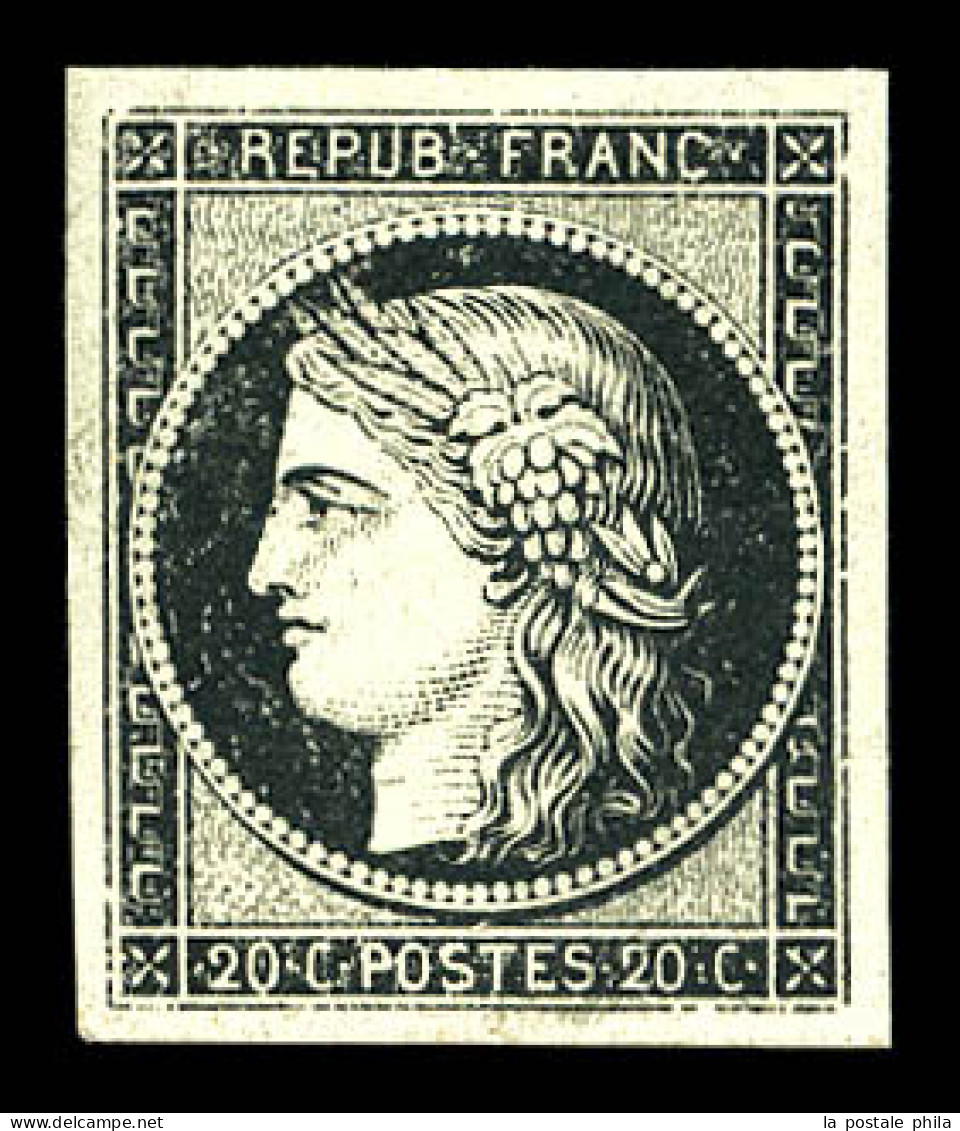 ** N°3a, 20c Noir Sur Blanc, Quatre Belles Marges, Fraîcheur Postale, SUP (signé/certificats)  Qualité: ** - 1849-1850 Cérès