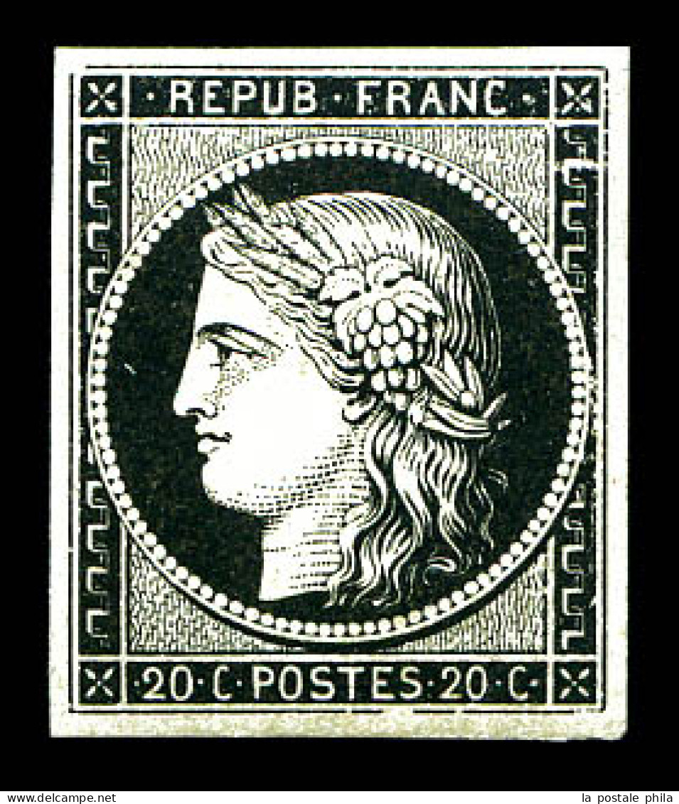 ** N°3a, 20c Noir Sur Blanc, Fraîcheur Postale, SUP (certificat)  Qualité: ** - 1849-1850 Ceres