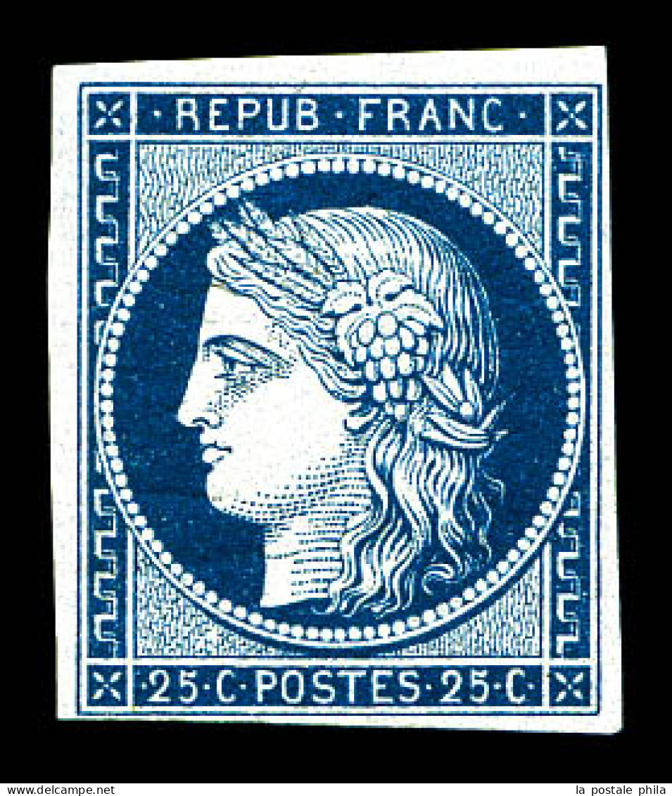 ** N°4a, 25c Bleu Foncé, Exceptionnelle Fraîcheur, R.R.R, SUPERBE (signé Brun/Calves/certificat)  Qualité: ** - 1849-1850 Ceres