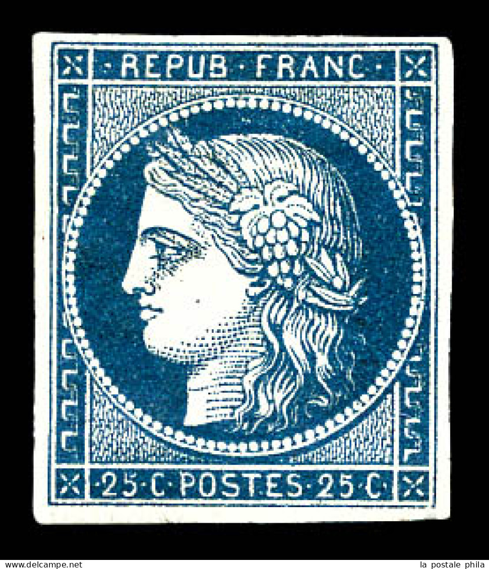 * N°4a, 25c Bleu Très Foncé, Grande Fraîcheur. SUPERBE. R.R. (signé Calves/certificat)  Qualité: *  Cote: 9250 Euros - 1849-1850 Ceres