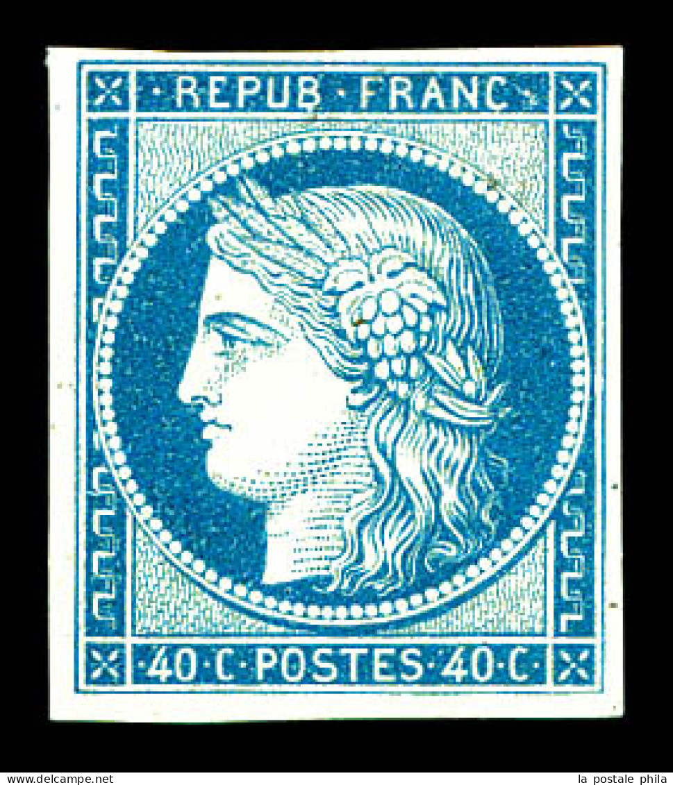 (*) N°5B, 40c Bleu, Premier Non émis, Imprimé Avant Le 9 Mars 1849, Date De La Décision Du Changement De Couleur Du 20c  - 1849-1850 Cérès