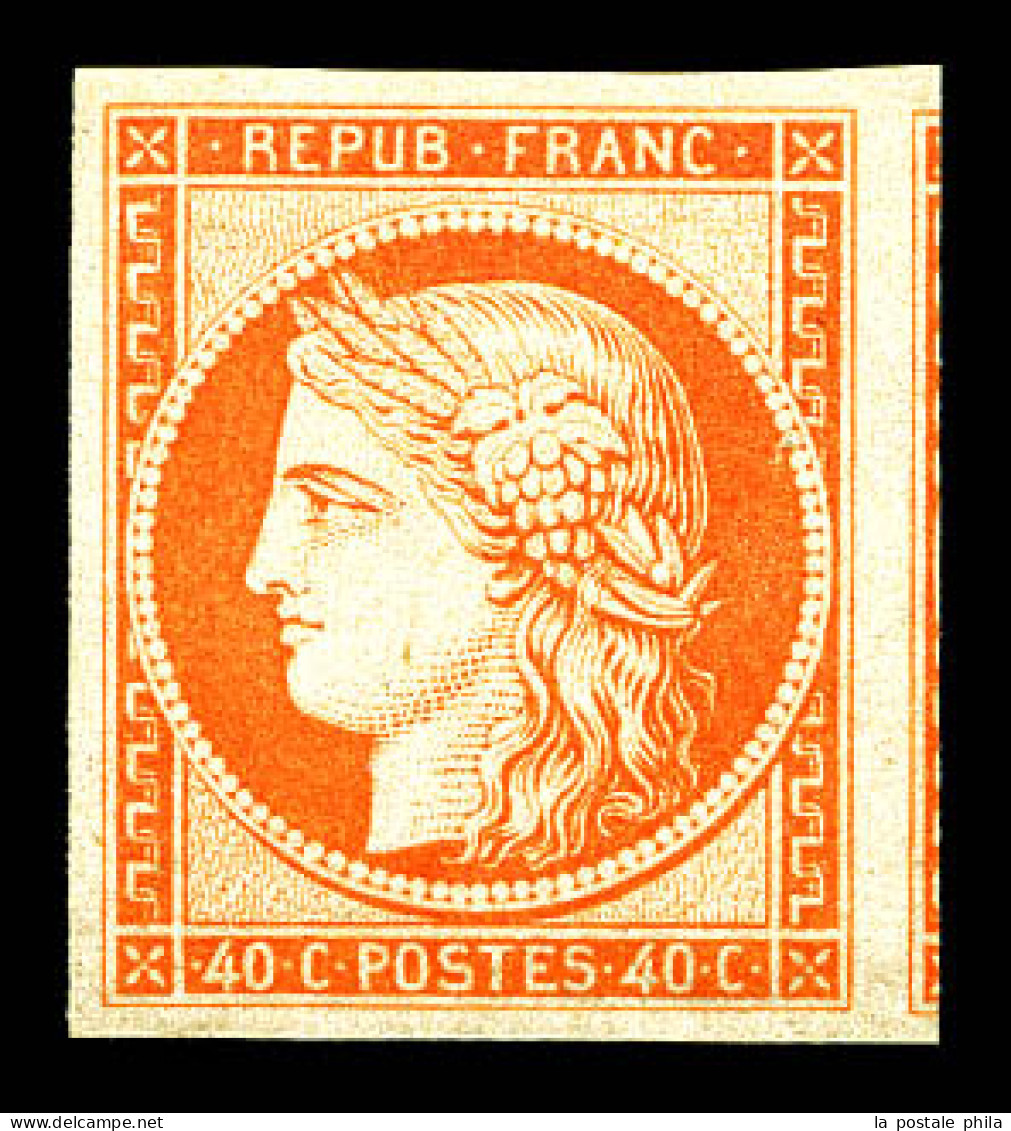 ** N°5g, 40c Orange, Impression De 1862, Grandes Marges Avec Voisin, Fraîcheur Postale. SUP (certificat)  Qualité: ** - 1849-1850 Cérès