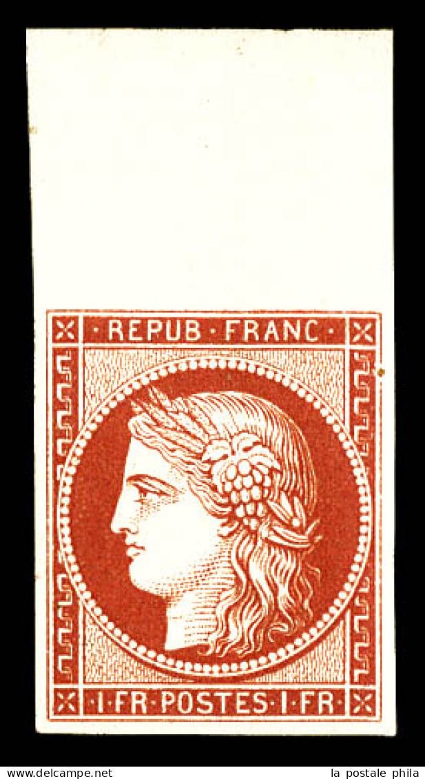 ** N°6f, 1f Carmin, Impression De 1862, Grand Bord De Feuille, Fraîcheur Postale. SUP (certificat)  Qualité: ** - 1849-1850 Cérès