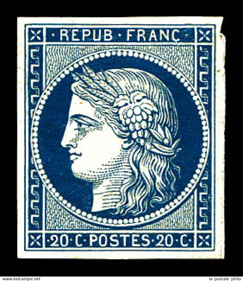 ** N°8a, Non émis, 20c Bleu Foncé, Fraîcheur Postale, Superbe (signé Brun/certificats)  Qualité: ** - 1849-1850 Cérès