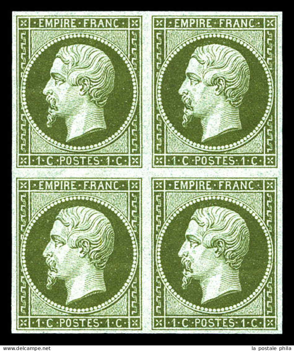 ** N°11a, 1c Bronze En Bloc De Quatre, Fraîcheur Postale, SUP (certificat)  Qualité: ** - 1853-1860 Napoléon III.