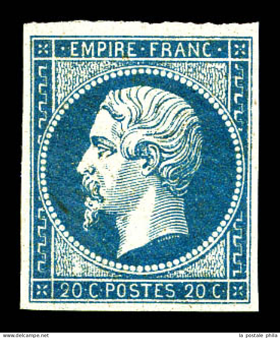 ** N°14A, 20c Bleu Type I. TB (certificat)  Qualité: ** - 1853-1860 Napoléon III