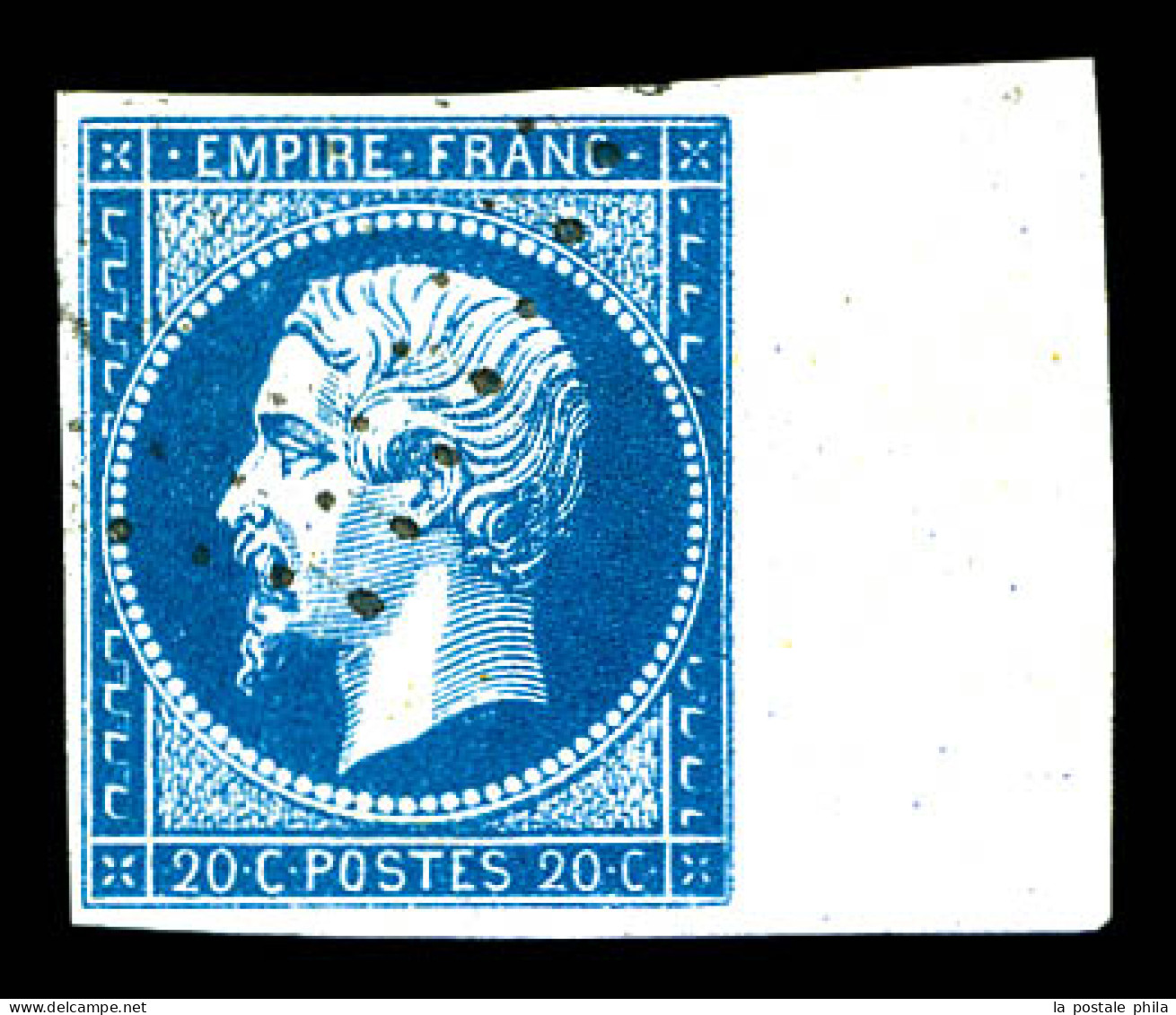 O N°14A, 20c Bleu Type I, Bord De Feuille Latéral. SUP (signé)  Qualité: Oblitéré - 1853-1860 Napoleon III