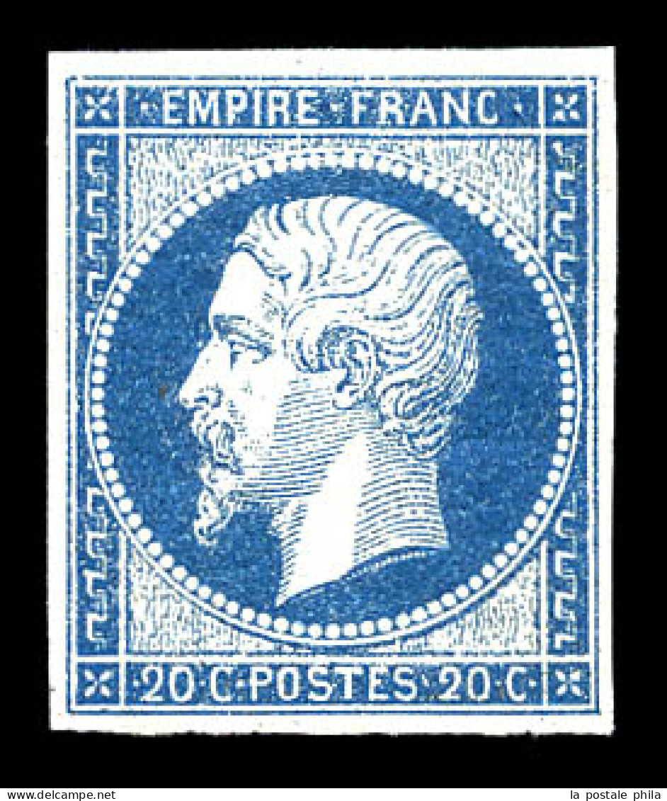 ** N°14Aa, 20c Bleu Foncé, Fraîcheur Postale. TTB (certificat)  Qualité: ** - 1853-1860 Napoléon III