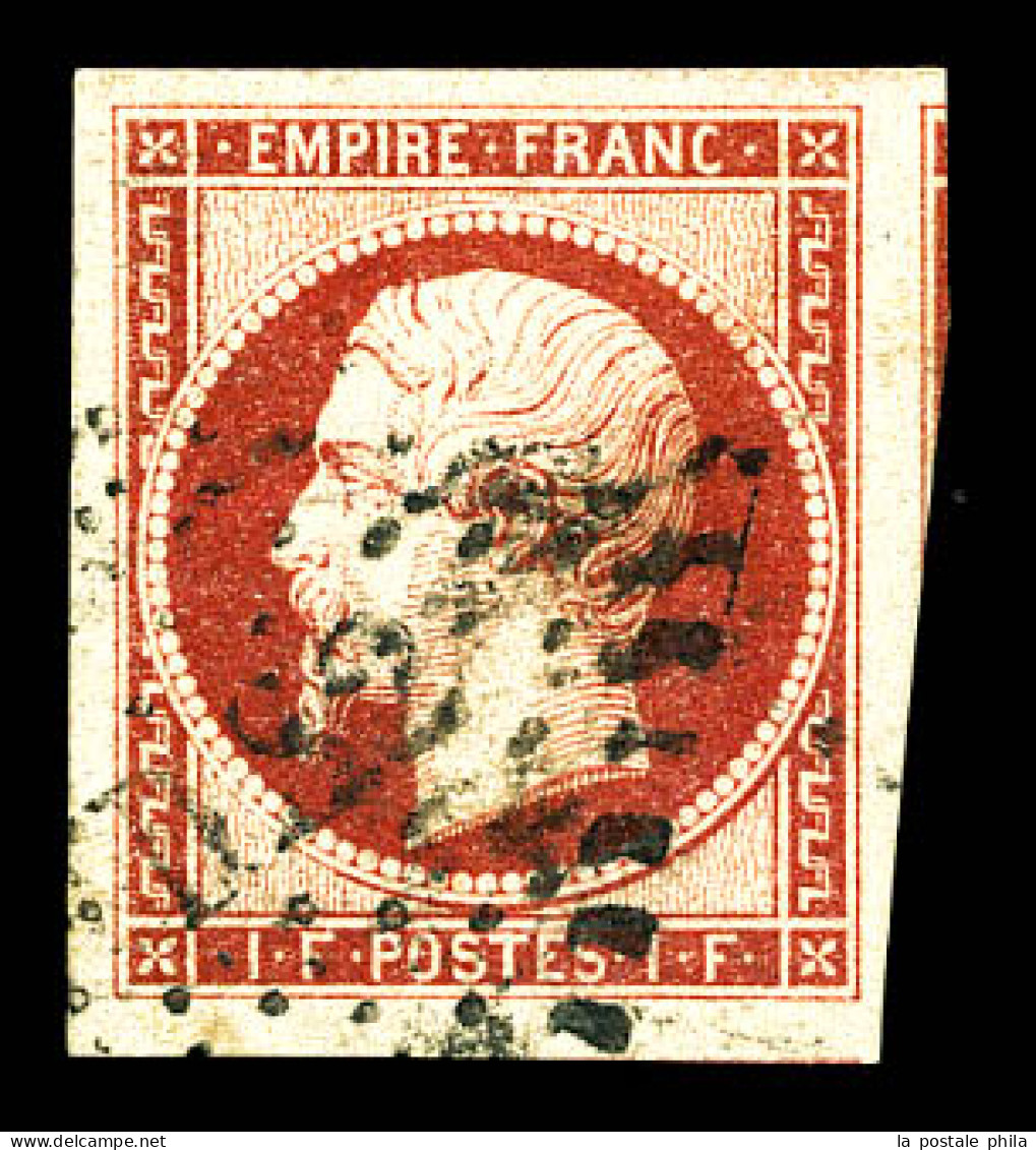 O N°18, 1F Carmin, Deux Voisins, Pièce Choisie. SUP (signé Margues/certificat)  Qualité: Oblitéré  Cote: 3400 Euros - 1853-1860 Napoléon III.