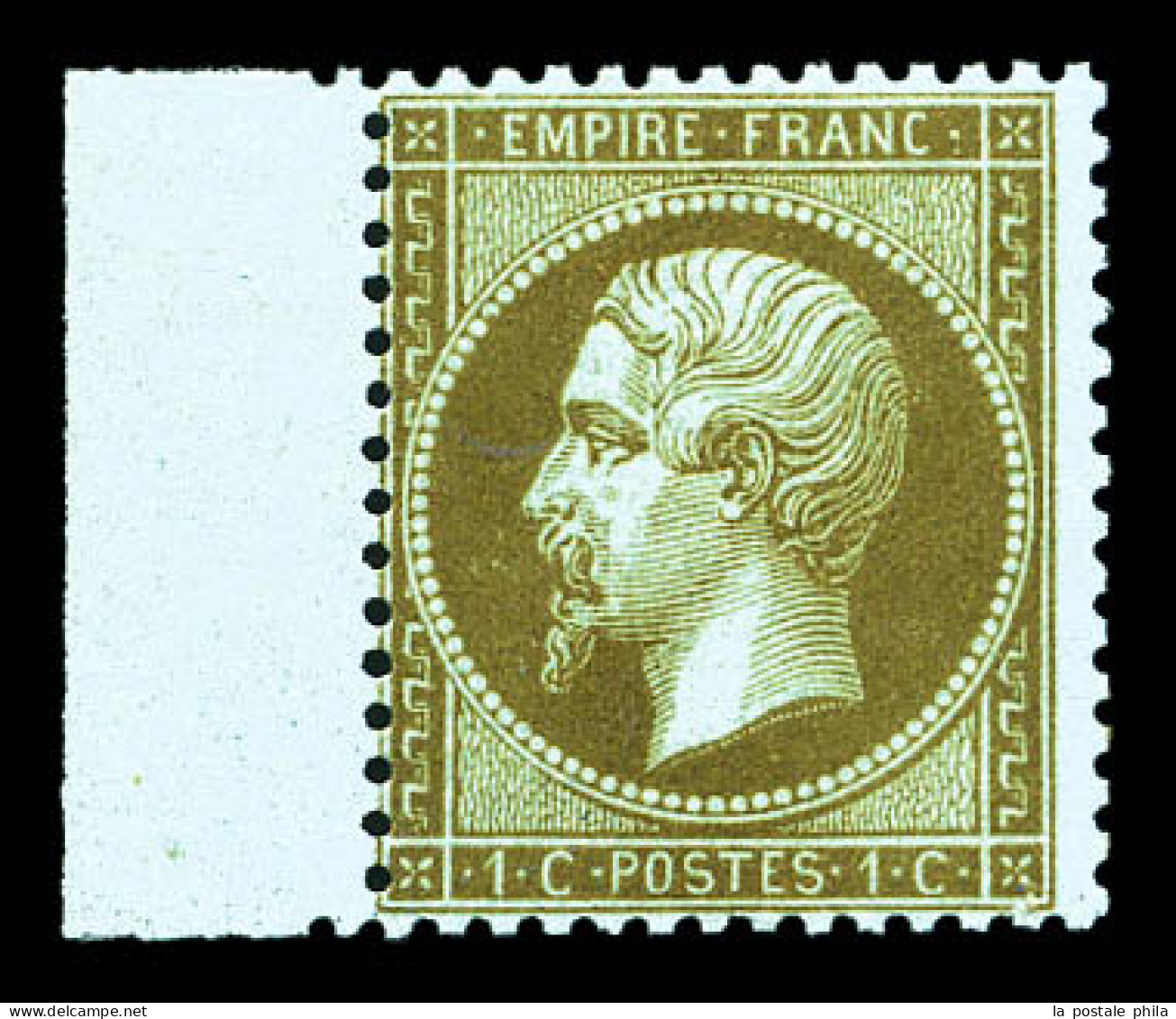 ** N°19b, 1c Mordoré Bord De Feuille, Fraîcheur Postale, SUPERBE (signé Brun/certificat)  Qualité: ** - 1862 Napoléon III.