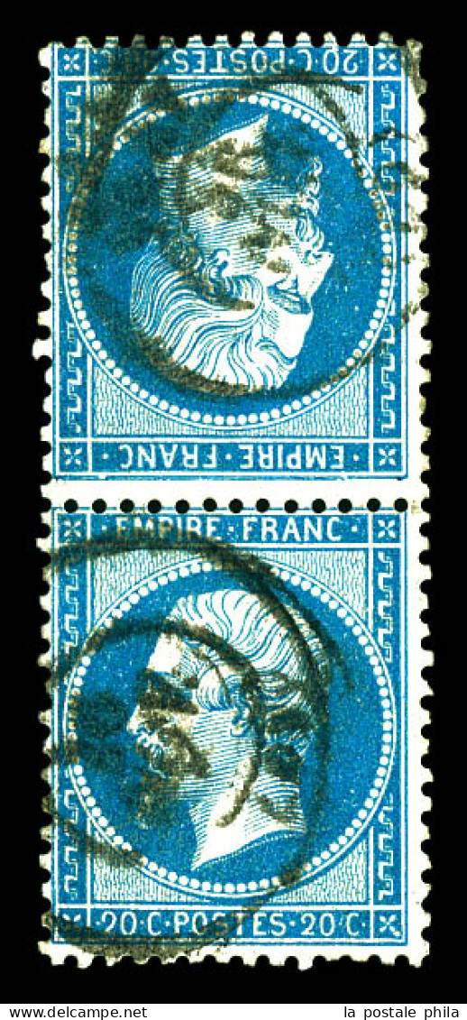 O N°22b, 20c Bleu En Paire Tête-bêche Verticale. TTB (signé Calves/certificat)  Qualité: Oblitéré  Cote: 1400 Euros - 1862 Napoléon III.