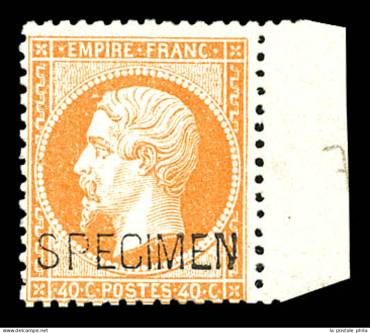 ** N°23d, 40c Orange Surchargé 'SPECIMEN', Bdf, Fraîcheur Postale, SUP (certificat)  Qualité: ** - 1862 Napoléon III.