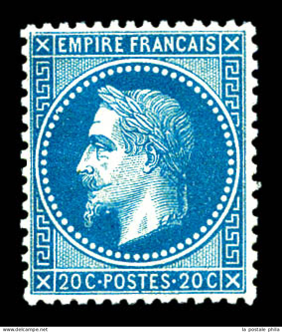 ** N°29B, 20c Bleu Type II, Centré. SUP (certificat)  Qualité: ** - 1863-1870 Napoleon III With Laurels