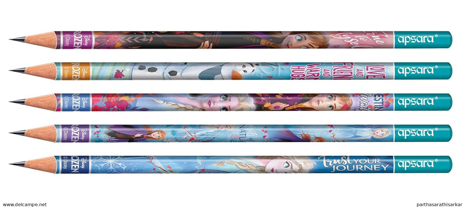 DISNEY FROZEN PENCILS FROM INDIAN BRAND APSARA SET OF 5 PENCILS (2 SETS IN A PACK) - Cachets