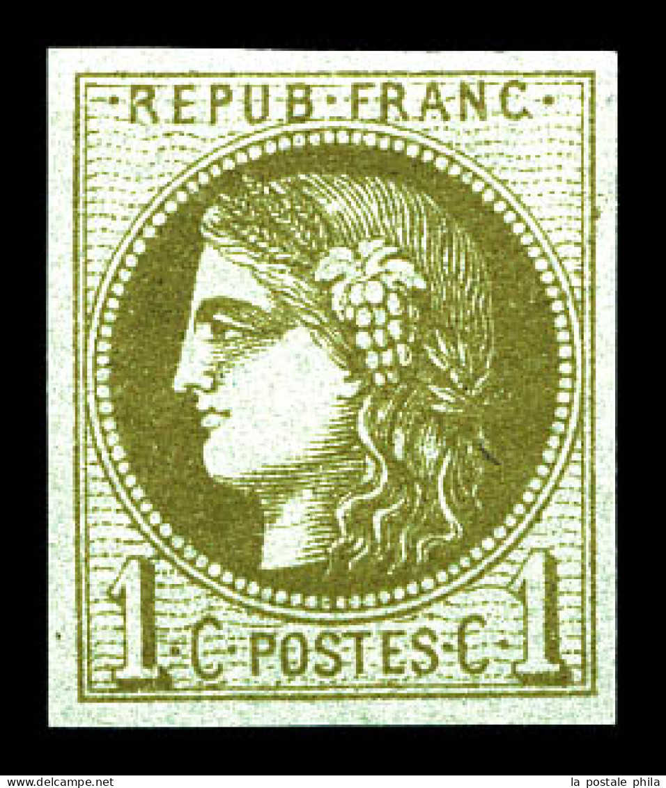 ** N°39Cc, 1c Olive Bronze Report 3. TTB (signé Brun/certificat)  Qualité: ** - 1870 Ausgabe Bordeaux