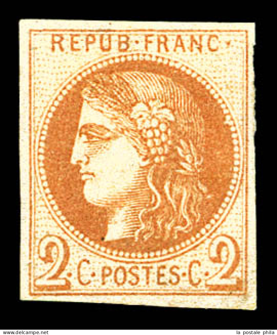 (*) N°40Ab, 2c Brun Rouge Report 1, Très Jolie Pièce. SUP. R.R. (certificat)  Qualité: (*)  Cote: 3000 Euros - 1870 Bordeaux Printing