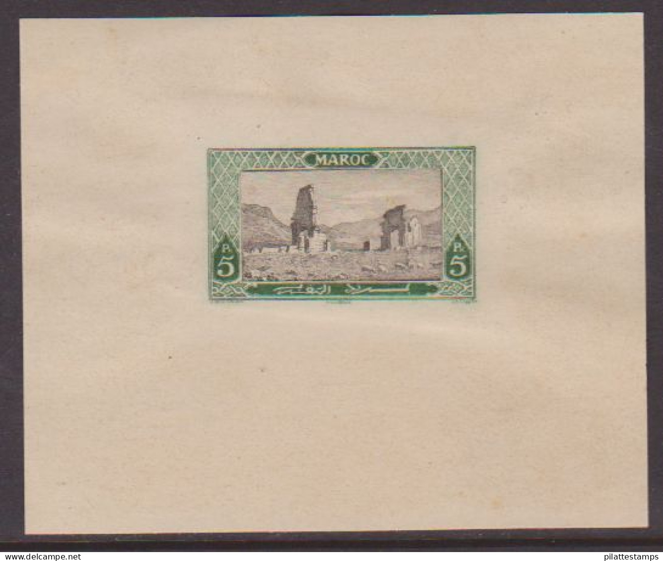 MAROC VOLUBILIS N°78 EPREUVE NON EMISE EN MONNAIE ESPAGNOLE EN VERT ET NOIR - Other & Unclassified