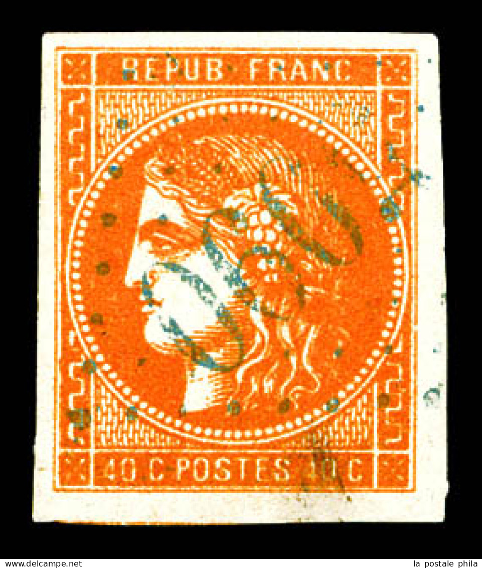 O N°48, 40c Orange Obl GC '5090' De Kerassunde. TTB (signé Brun/certificat)  Qualité: Oblitéré  Cote: 600 Euros - 1870 Emissione Di Bordeaux